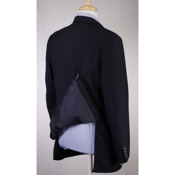 Hickey Freeman Navy Blue Blazer Metal Logo Buttons Jacket Wool 40R - Picture 6 of 8